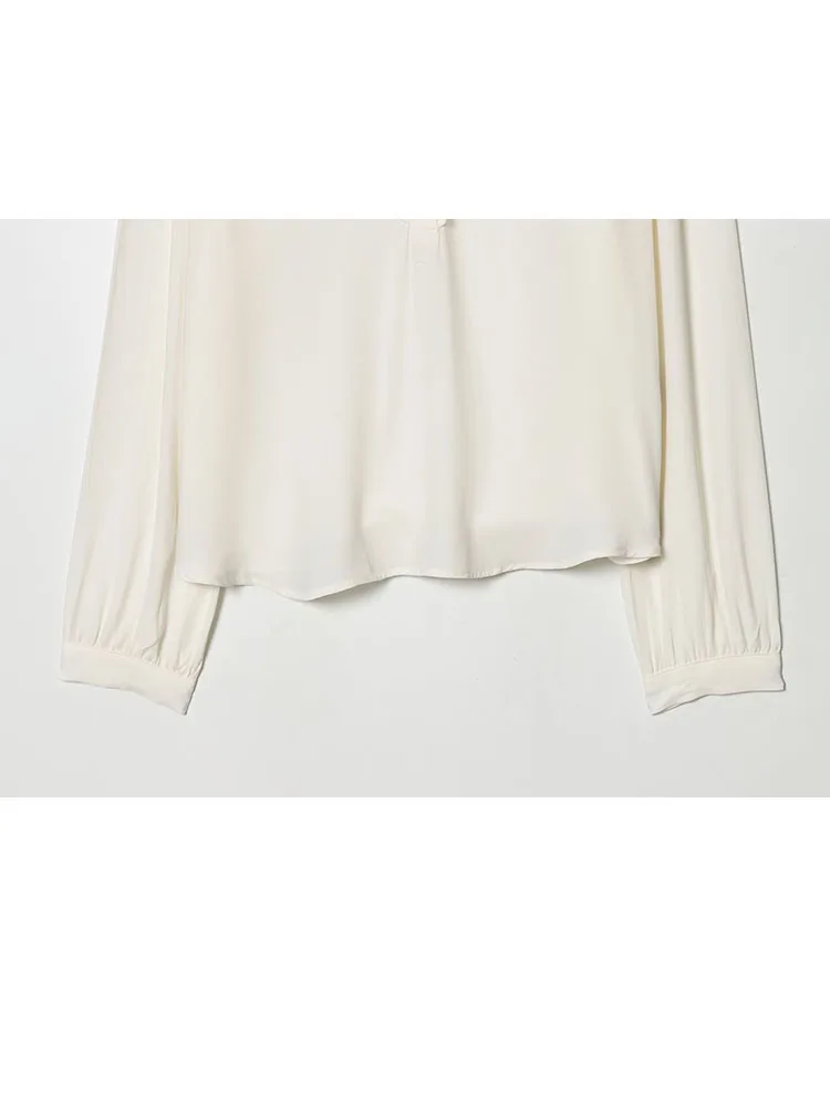 HH レディース 2026 春ファッション 無地 フリル襟 ビスコース プルオーバー トップス 女性用 エレガント ボタン飾り カジュアル 長袖シャツ