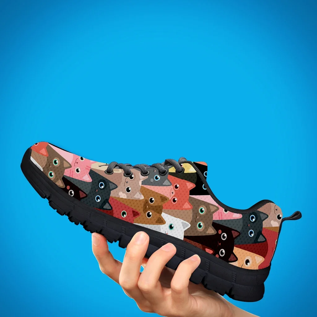 Cute Cartoon Funny Cat Pattern Women Flat Shoes Comfortable Soft Ladies Sneaker Femme Footwear Walk Shoes Zapatos