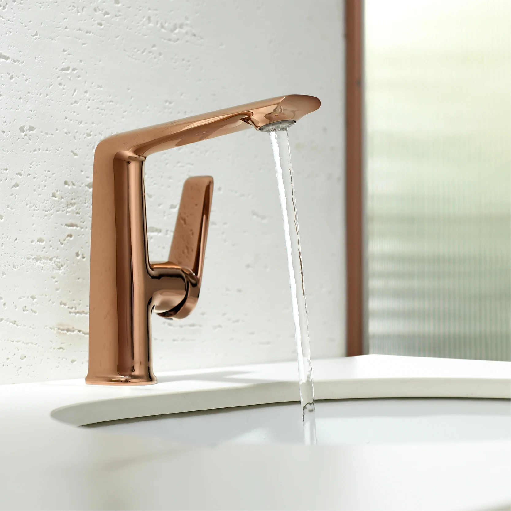 Rubinetto da bagno in ottone cromato di lusso AITANA dal Design semplice, doppio controllo freddo e caldo a maniglia singola, rubinetto per lavabo a