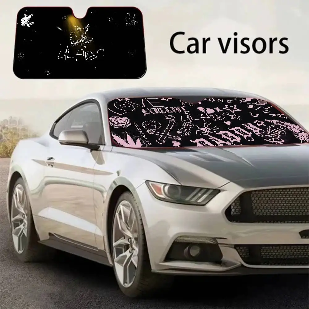 مغني الراب L-Lil P-Peep Hate Me شخصية الزجاج الأمامي ظلة غطاء السيارة الشمس الظل السيارات الشمس قناع سيارة يغطي سيارة الحماية الشمسية