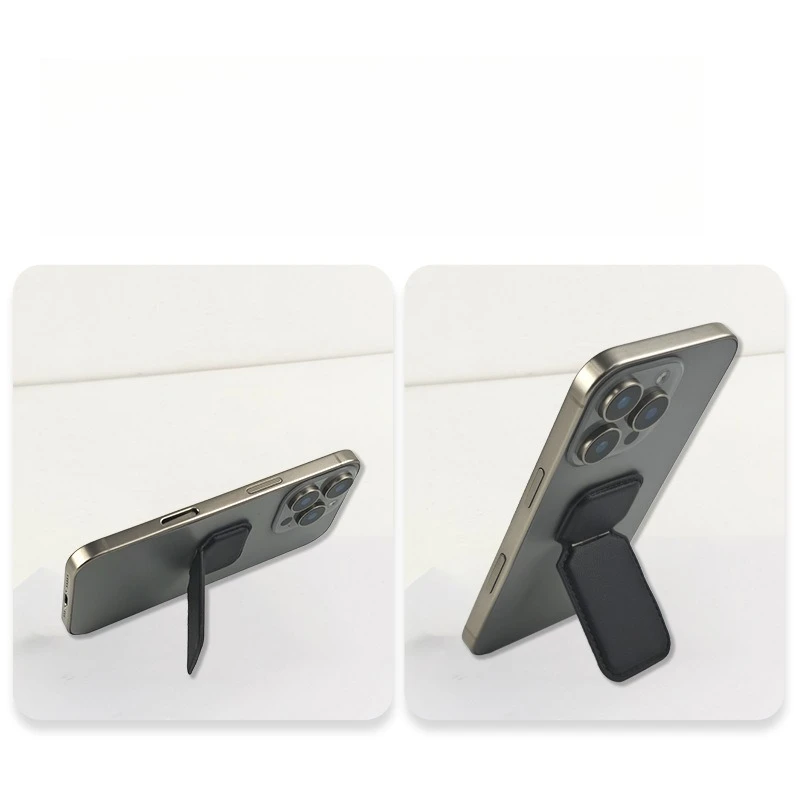 حاملي الهاتف الجلدية تصميم فتحة بطاقة قابلة للطي المحمولة المخفية الخلفية جبل سطح المكتب عرض الفيديو ملحقات الملف الشخصي النحيف