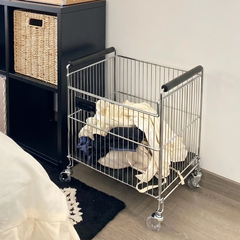 Household high-aesthetic dirty clothes storage basket, bedroom, foot foot, floor-standing mobile storage rack