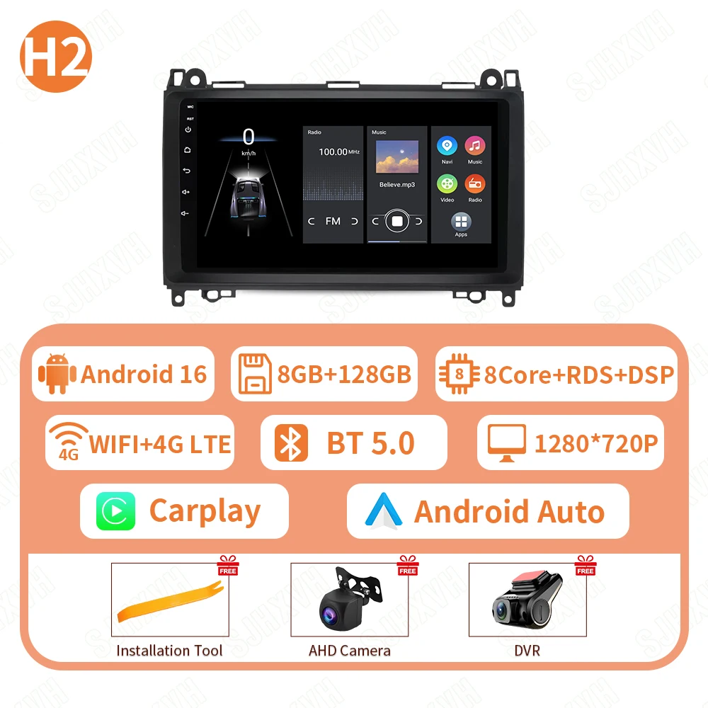 Voor Mercedes Benz B200 Sprinter W906 W639 EEN B Klasse W169 W245 Viano Vito Android 16 Autoradio Carplay Auto stereo