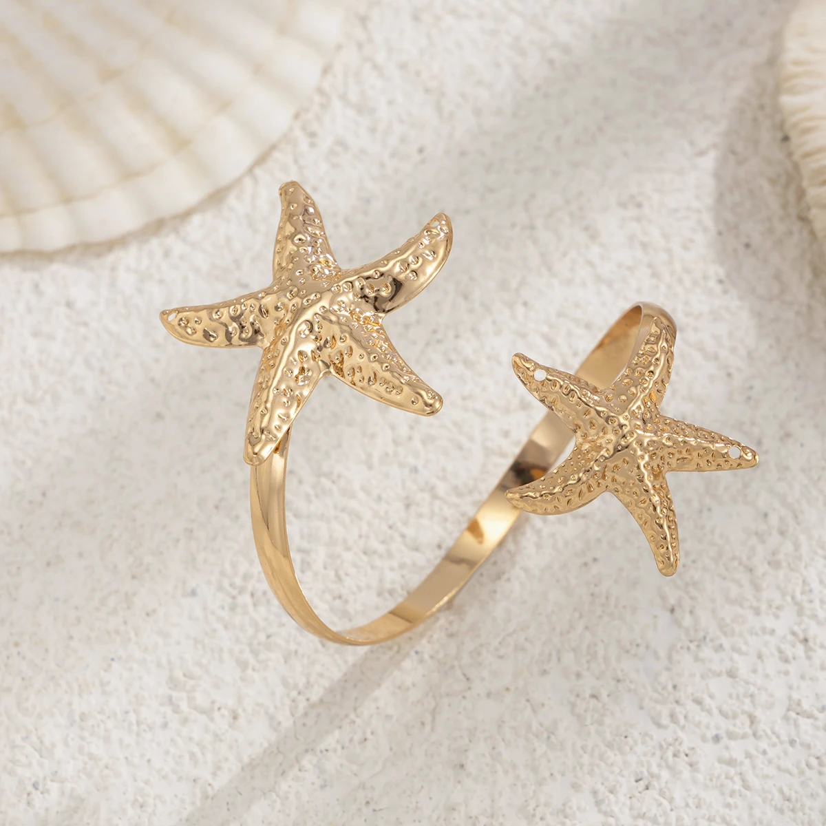KunJoe Bohemian Starfish Cuff Bracelet for Wome Fashion Geometric Flower Opening Bangle Arm Bracelet Fashion Jewelry Accessories image 6