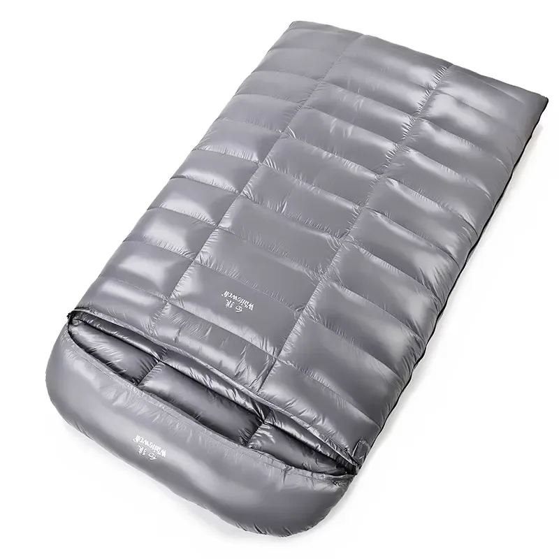 Hikeon Double-Size Envelope Type Nylon Duck Down-Filled Super Long Sleeping Bag Unisex Adult 2-Season Cold Weather Breathable