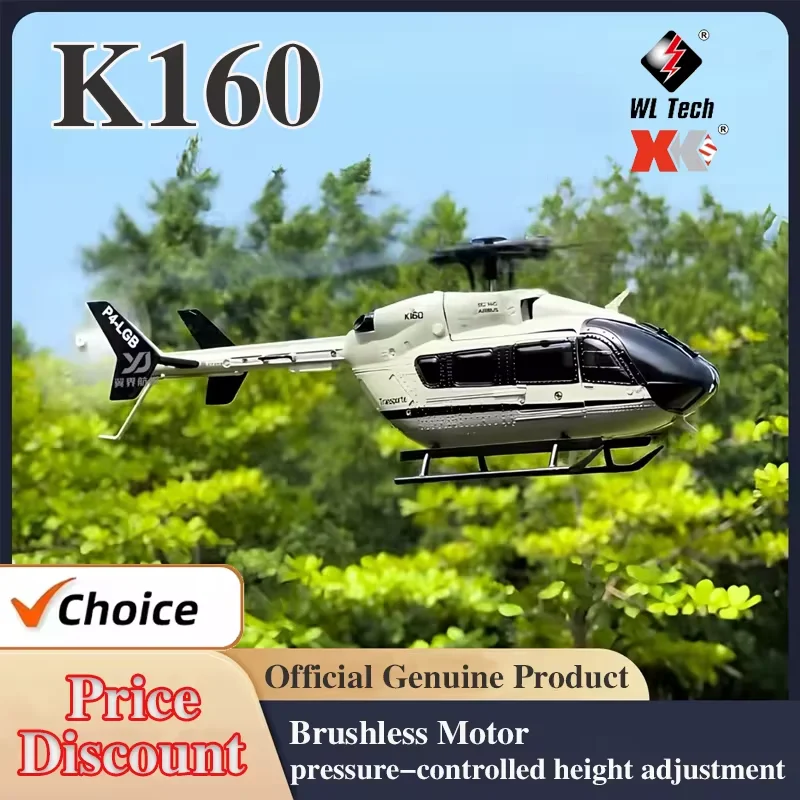 

Wltoys 2025 New K160 RC Helicopter Four-Way Brushless Height Holding RC Helicopter Model Without Flaps Remote Control Toys Gifts
