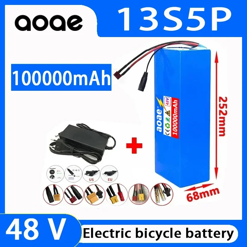 

48V High Power 100000mAh Electric Bike 18650 Lithium Battery 13S5P 1000W Scooter Battery Pack 48V Electric Bike Battery +Charger