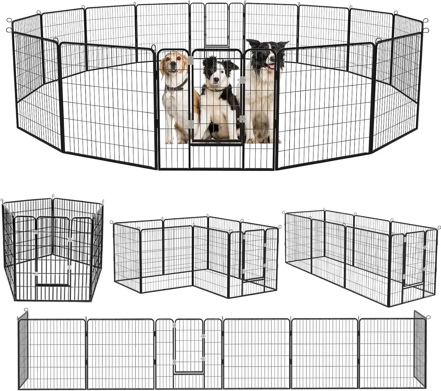 

Heavy Duty Metal Dog Playpen Dog Fence for Outdoor, 8/16 Panels 24"/32"/40" Height Rustproof Dog Fence with Doors