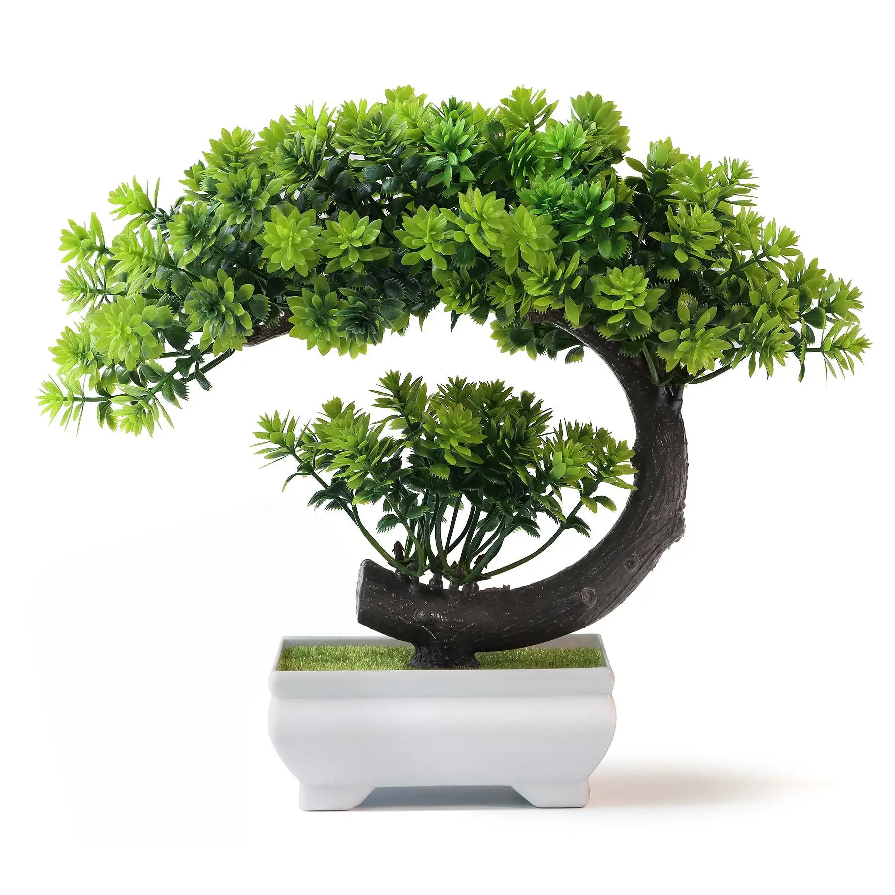 

Uflower Small Artificial Plants Greenery Plastic Potted Bonsai for Home Decor Indoor Office Desk Bookshelf Bathroom Decor