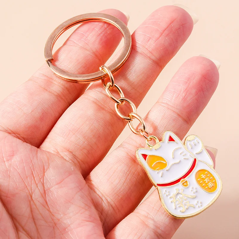 Aihua Niedlicher Glückskatzen-Schlüsselanhänger, Glücksbringer-Schlüsselring-Anhänger für Freunde, Liebhaber, Souvenir-Geschenk – Detail 8
