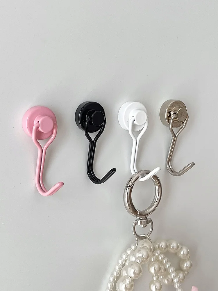 Powerful Magnetic Iron Hook for Mask Storage Kitchen Frie Adhesive Iron Dustpan Holder Single Hook Strong Load Bearing