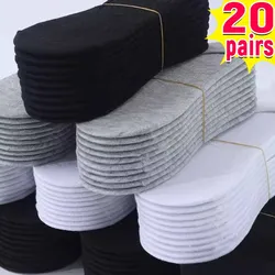 20pairs Invisible Socks for Men Ankle Short No Show Low Cotton Black White Non-slip Silicone Summer Thin Sock Breathable