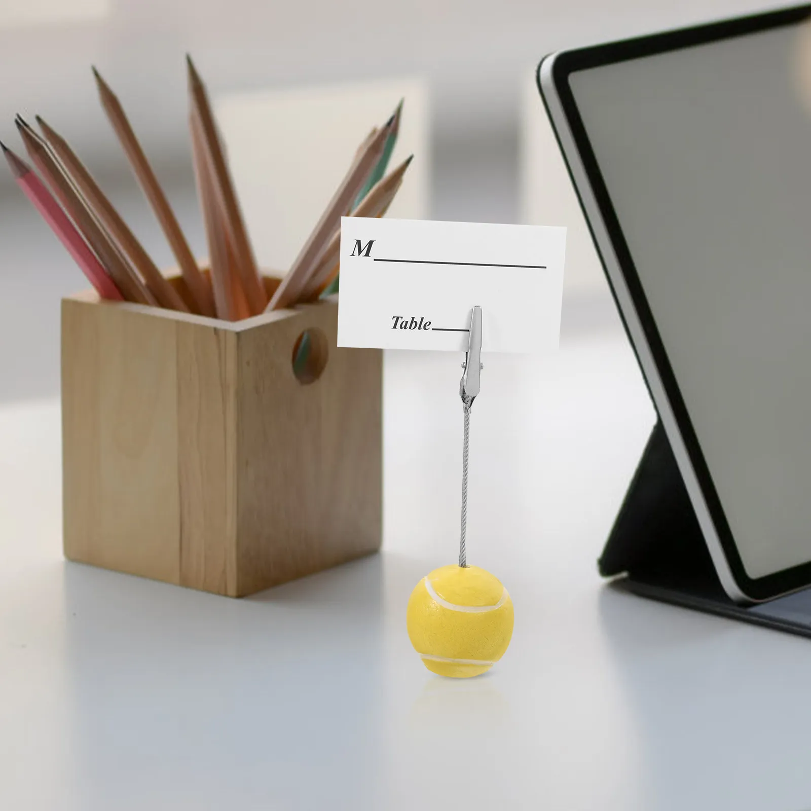 3Pcs Resin Ball Base Memo Holder for Desk Photo Business Card Table Number Place Card Clip Stand Sports Theme Desktop Organizer