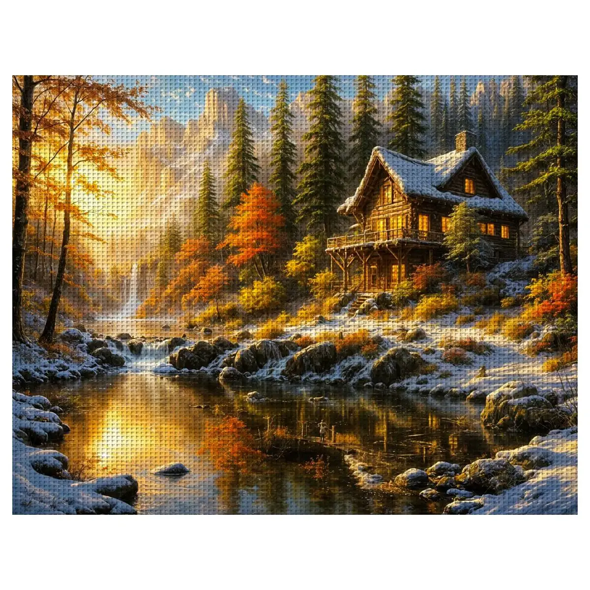 1 Stück 30X40CM/11,8*15,74 Zoll Winterwald Gestempeltes Kreuzstich-Set DIY-Kit 11/14/16CT DIY-Stickset DIY-Kreuzstich-Set