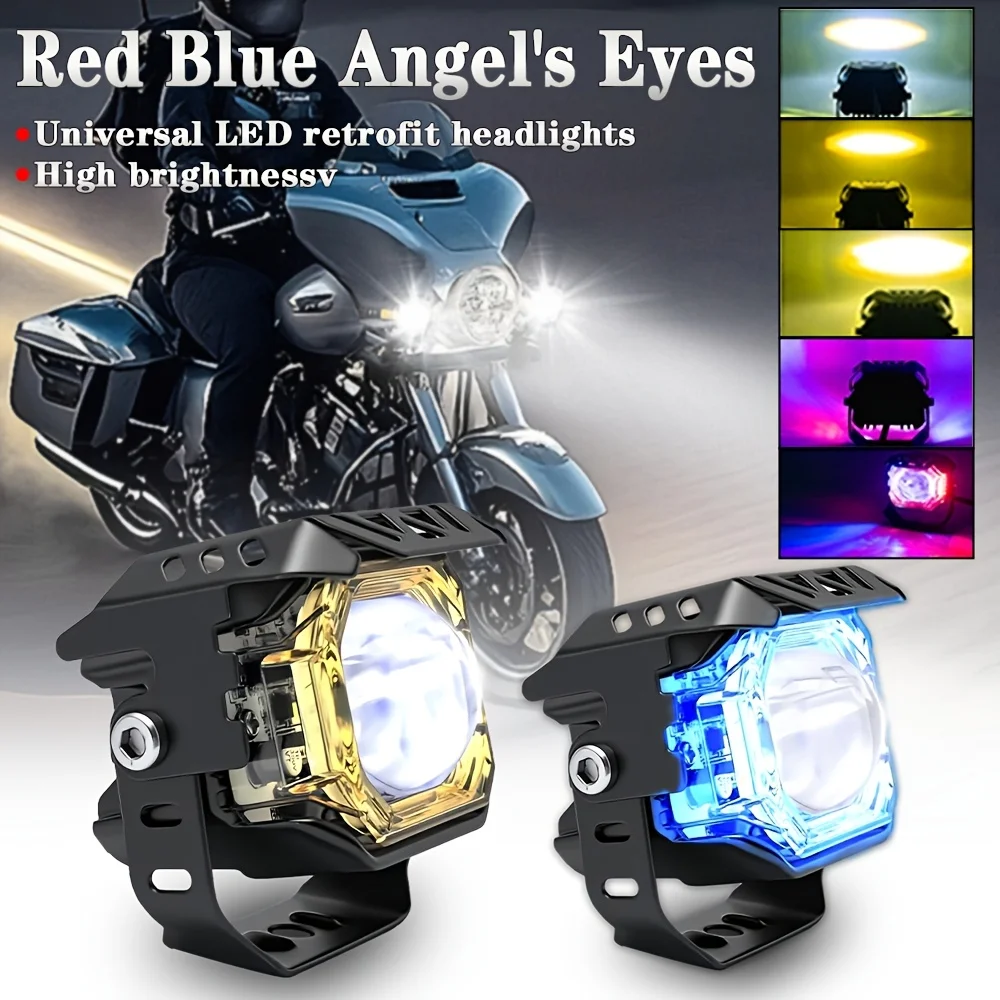 Heyword 1pc LED motorcycle lamp, with both high and low light functions, flashing effect, and adjustable stand.