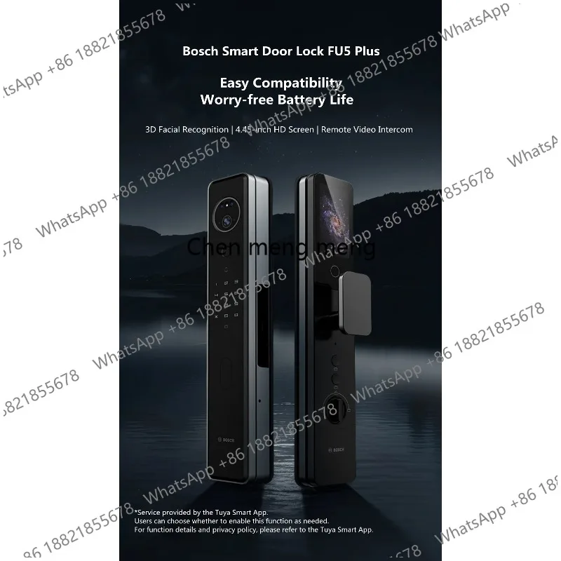 FU5-Plus Smart Lock 3D Facial Recognition Palm Vein Fingerprint Anti-theft Password Door Lock for Home Security