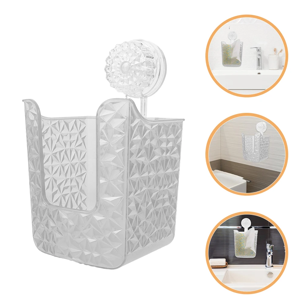 

2 Pcs Suction Cup Opening Drawer Box Bathroom Storage Plastic Tissue Dispenser Holder
