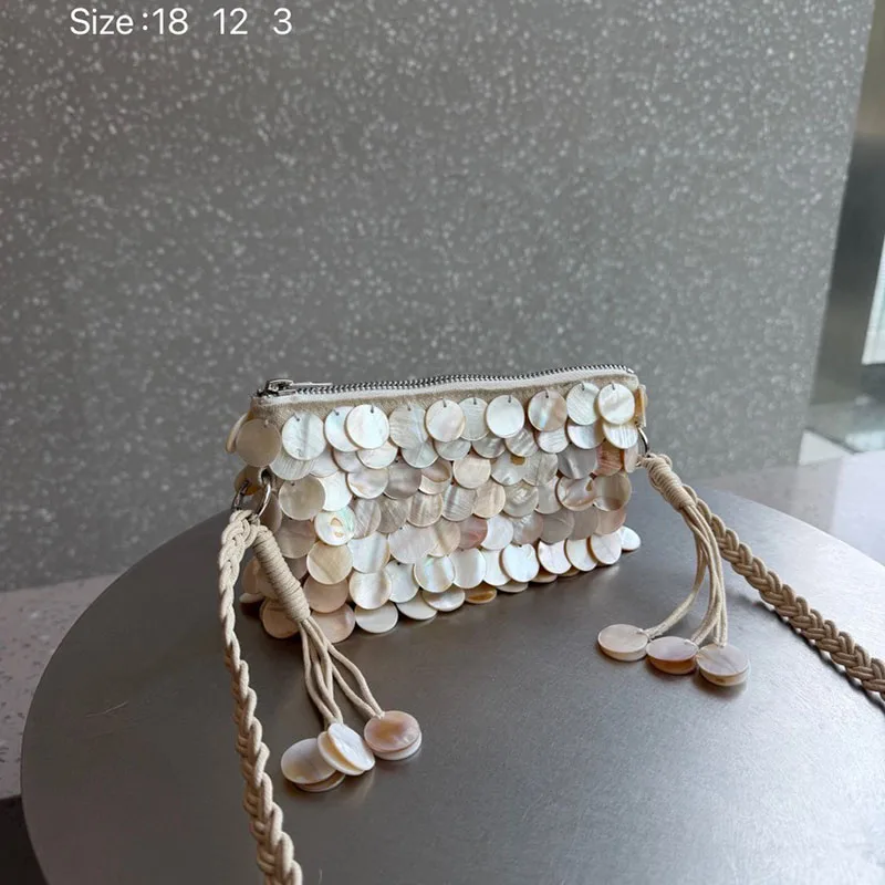 Shell Beaded Handbag Shoulder Bag Tote Exquisite Purse Phone Pouch Designer Women's Bag Pearlescent Inlay Bucket Crossbody Bag