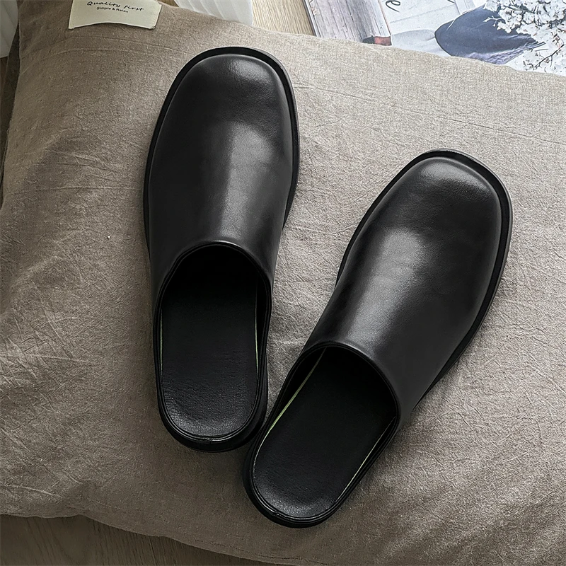 

Лассические черные мужские сандалии с круглой головкой, повседневная модная удобная классическая мужская обувь