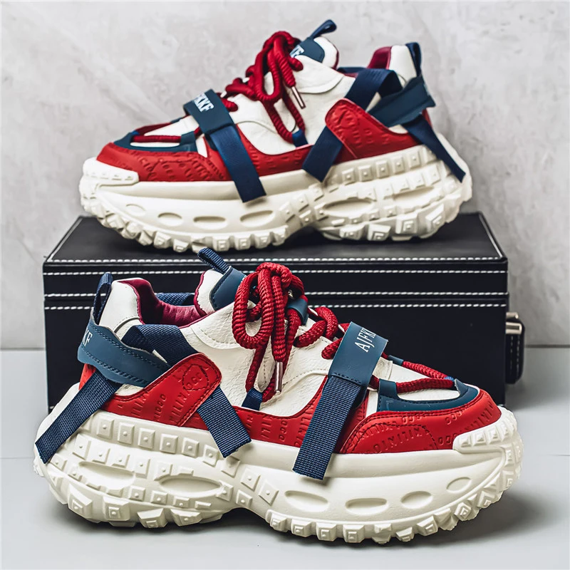 

Autumn Men's Chunky Sneakers Trendy Heighing Increased Sneakers Men Thick Sole Comfortable Casual Sports Shoes Tenis Masculino