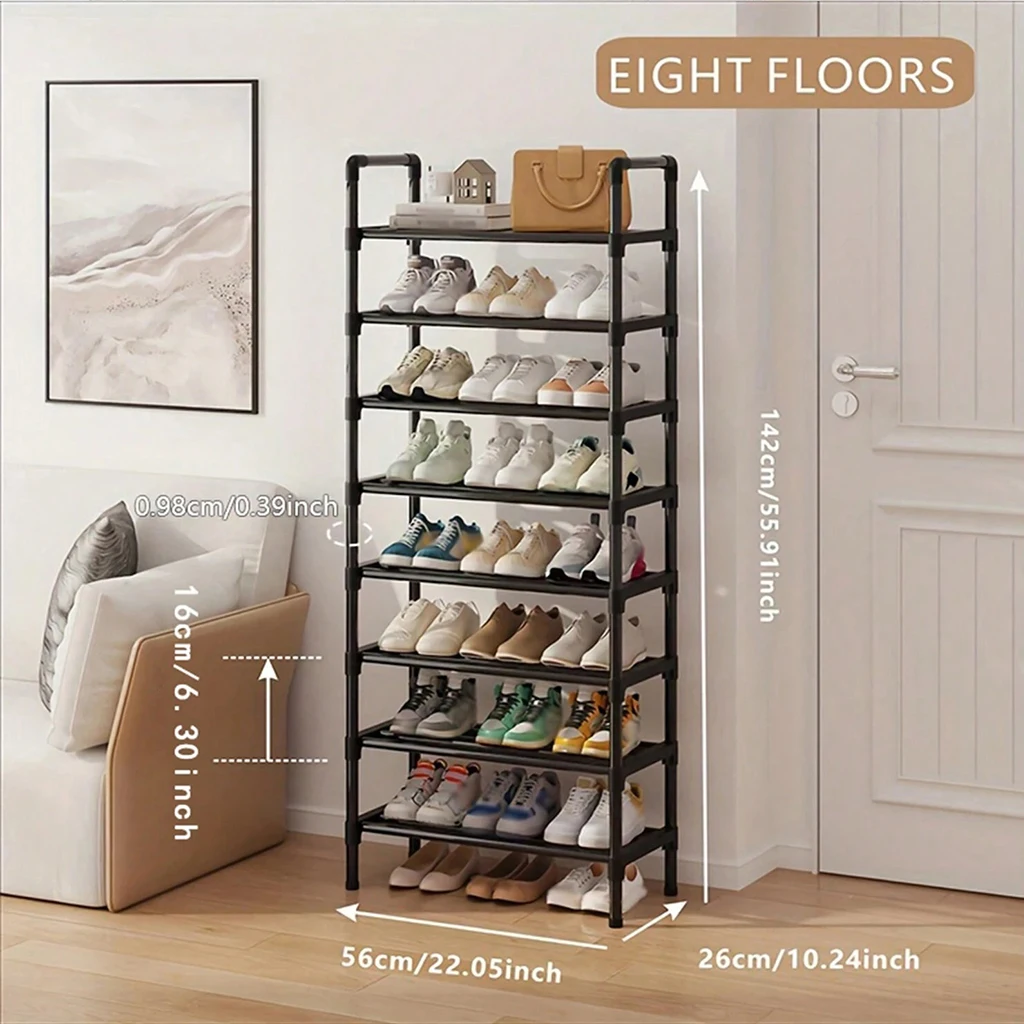 3/4/5/8 Tier Shoe Rack Organizer Tall Narrow Shoe Shelf Storage Stand for Entryway Closet Hallway, Large Capacity Vertical Footwear Organizer for Small Spaces
