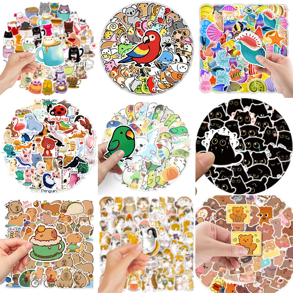 10/30/50PCS Cartoon Animal Stickers Series Creative Cute Capybara Graffiti Luggage Helmet iPad Refrigerator Decoration Wholesale