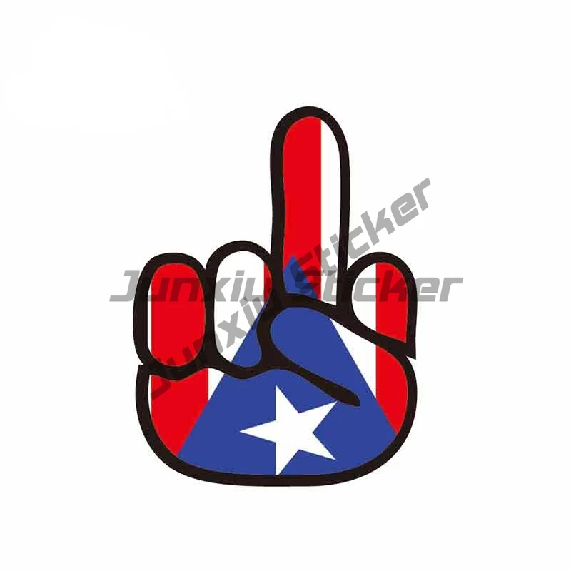 

Puerto Rico Flag with Middle Figher Hand Car Sticker Decal Truck Bumper Window Vinyl Decals Waterproof Car Decoration