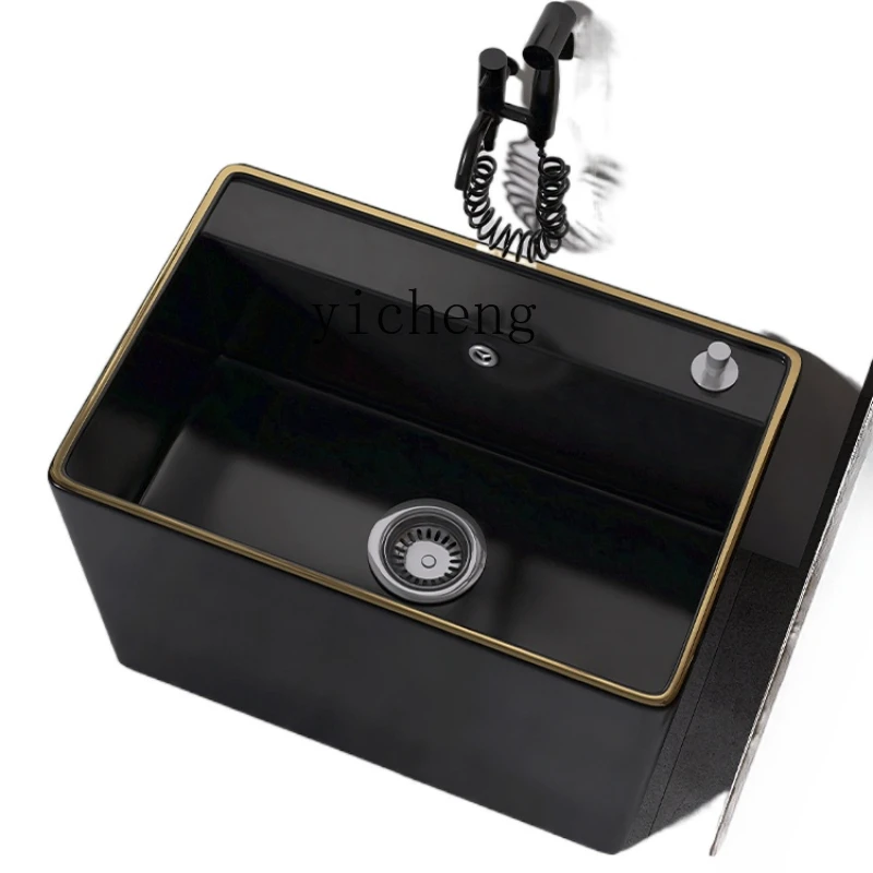 

ZC Minimalist Black Gold Mop Pool Home Balcony Mop Pool Large Floor Mop Sink