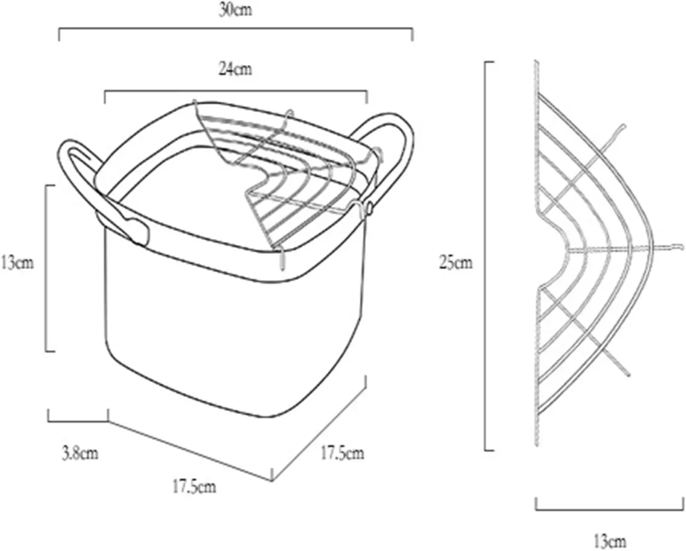 Japanese Frying Pan Tempura Frying Pan Household Mini Frying Pan Fried Chicken Noodle Soup Pot with Oil Drip Rack