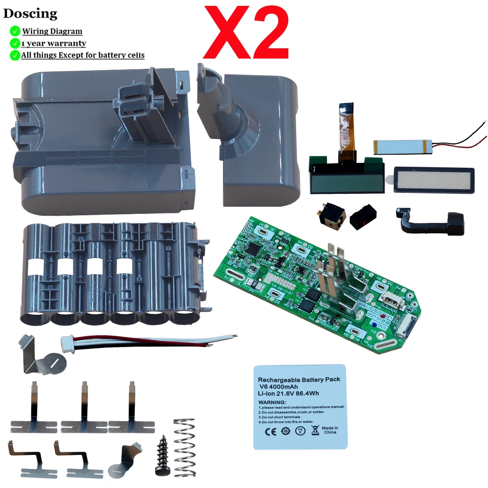 Doscing V6 LED Display V6 Li-ion Battery Self Assembling Material for Dyson 21.6V DC58 DC62 DC63 DC72 Vacuum Cleaner