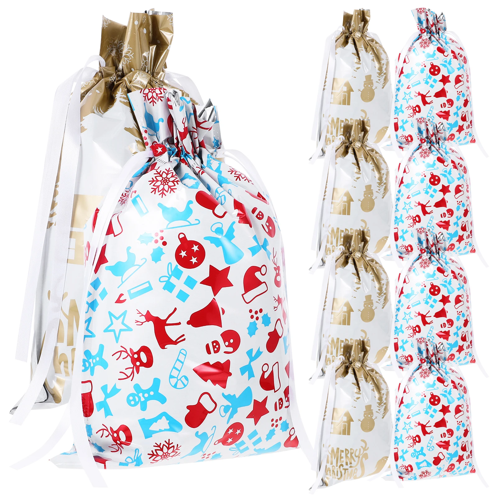 

10 Pcs Christmas Gift Bags C y Storage Jewelry Xmas Drawstring OPP Material Party Favor Stocking Stuffer Holiday Camping Hiking