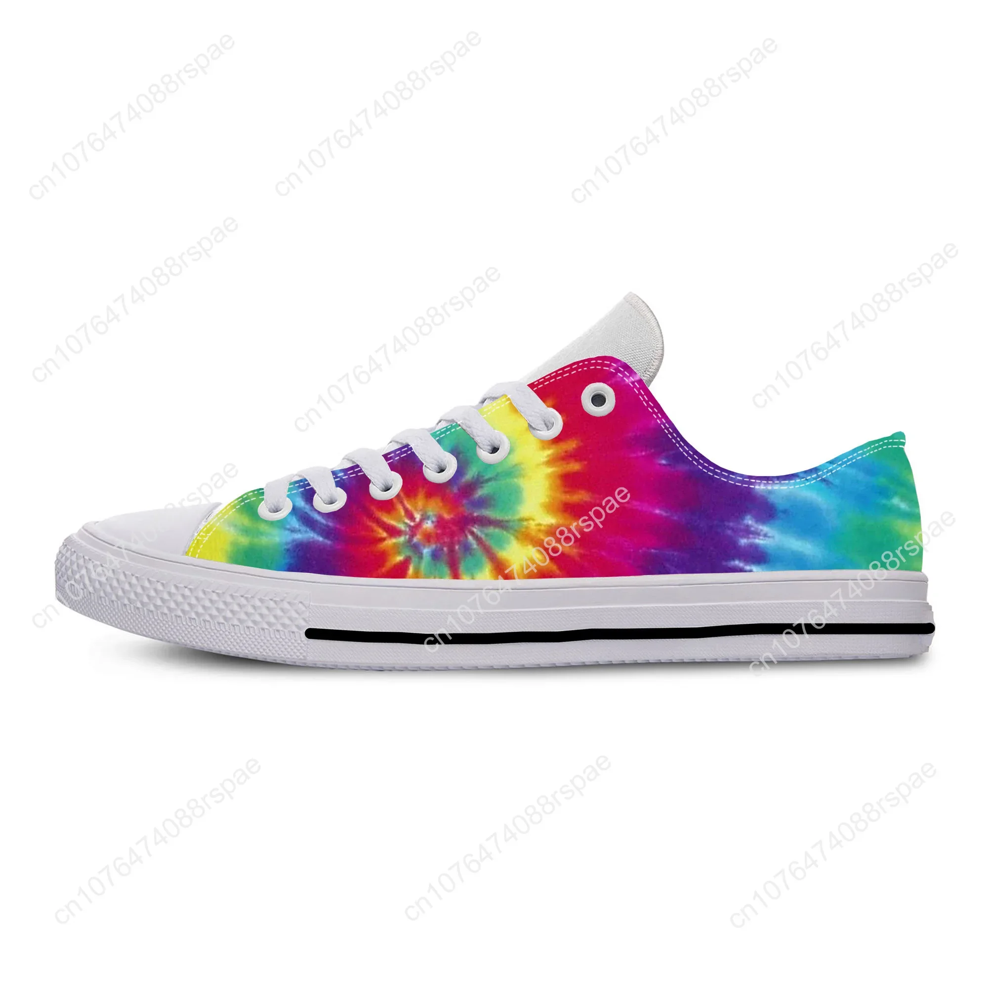 Hot Cool Summer Anime Cartoon Tie Dye Pattern Aesthetic Fashion Casual Cloth Shoes  Men Women Sneakers Low Top Board Shoes