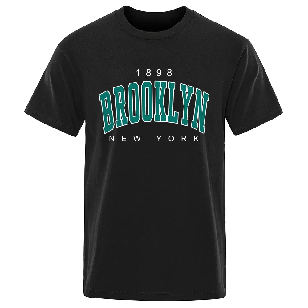 Oversized Tops Street High Quality Branded T-Shirt 1898 Brooklyn New Your City Street Printed Men T-ShirtsSummer Cotton T Shirt