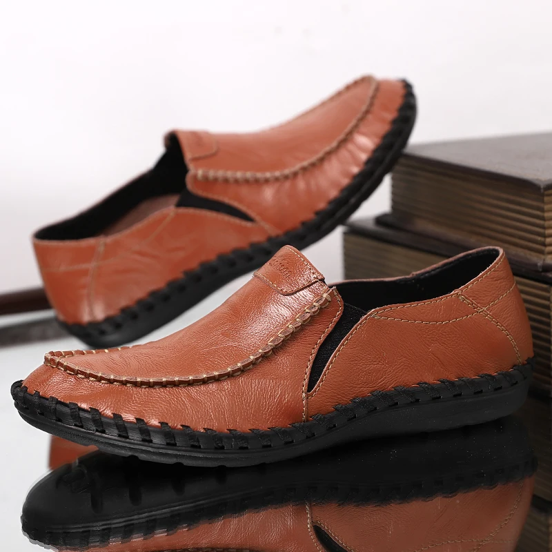 

Новые удобные и повседневные мужские лоферы, классические джентльменские повседневные деловые туфли больших размеров, легкие кожаные туфли 38-46