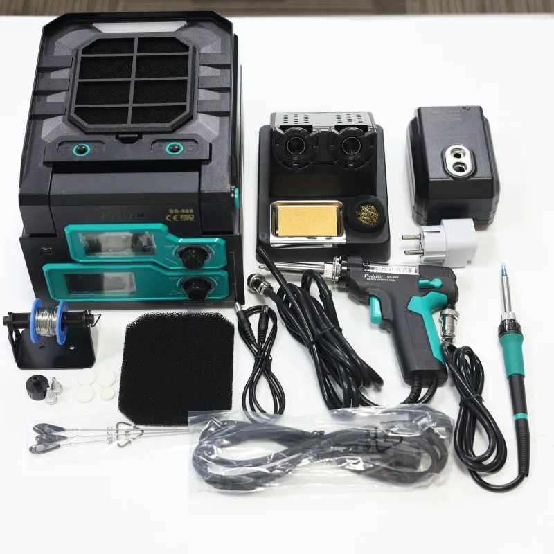 Pro'sKit SS-331H versión actualizada SS-988H 6 en 1 soldador multifunción/estación desoldadora bomba desoldadora absorbente de humo