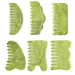 Nature Jade Massage Comb Gua Sha Board Spa Acupuncture Head Care Massager Green Jade Comb Head Massager Beauty Tools