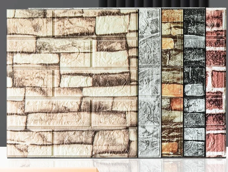 ملصقات حائط ثلاثية الأبعاد من الطوب، ملصقات حائط عازلة للصوت ومقاومة للماء لإعادة تشكيل غرفة النوم والمطبخ - تصميم إسفنجي سميك