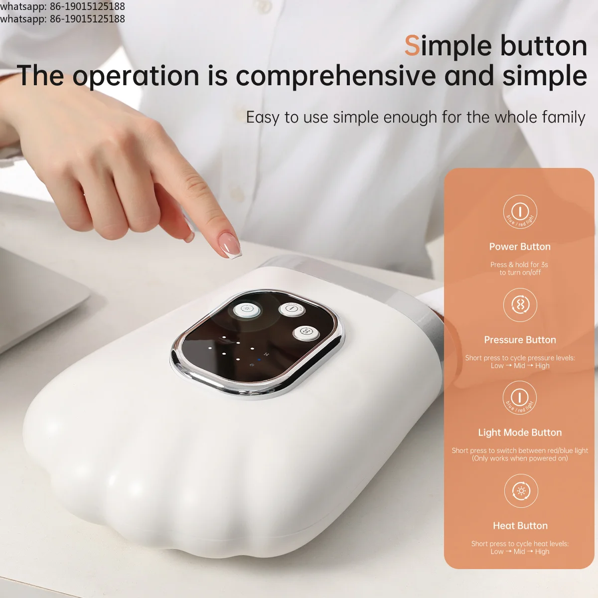 Smart USB Rechargeable Portable Air Compression Hot Compress Professional 360 Package Vibrating Hand Massager