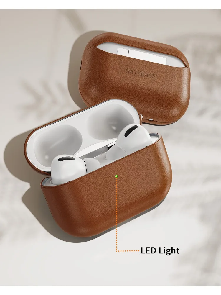 Oatsbasf Skórzane etui ochronne na słuchawki AirPods Pro 3, pełne pokrycie, odporne na wstrząsy, z haczykiem — zdjęcie produktu 7