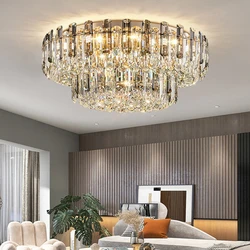 Modern Gray Crystal Ceiling Lights for Home Decoration Lustre Luxury Big Ceiling Lamp for Living Room New LED Lighting Remote