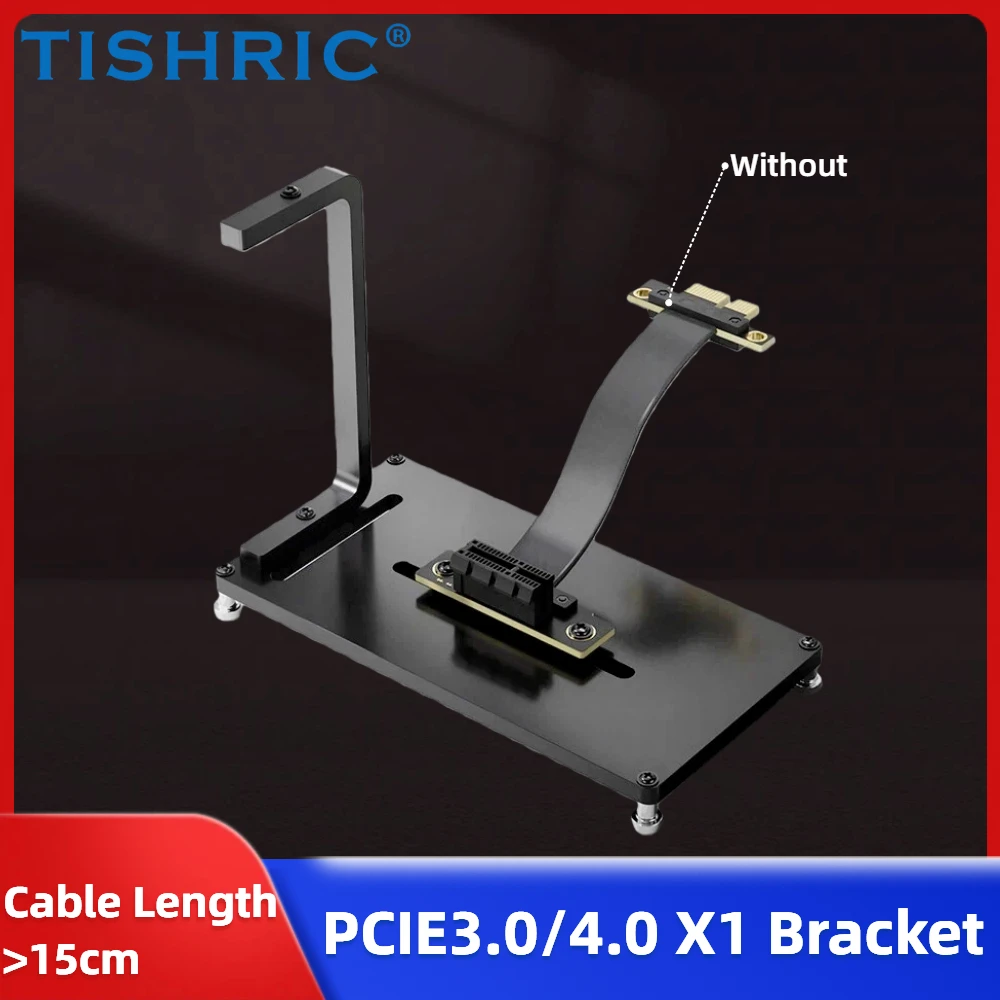 

PCIe x1 x4 Expansion Card Multi-angle Rotating Bracket High-strength Aluminium Alloy Tool-free Fixing 15cm+ Extension Cable