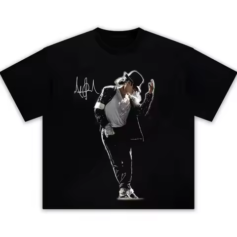 Singer MJ Michael Jackson Graphic 100 Cotton T-Shirt for Men/Women- Retro Fashion Summer Unisex Hip Hop Short Sleeve Loose Shirt