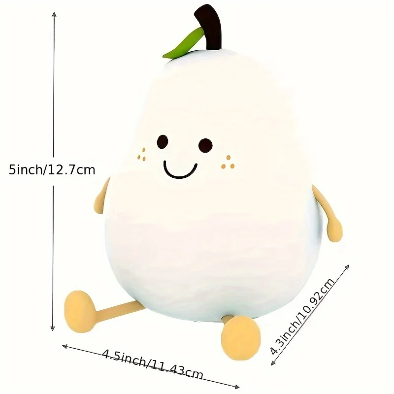 Cute 7 Colors Pear-Shaped Silicone Decompression Light, Touch-Controlled , For Rooms Bedside Lamp