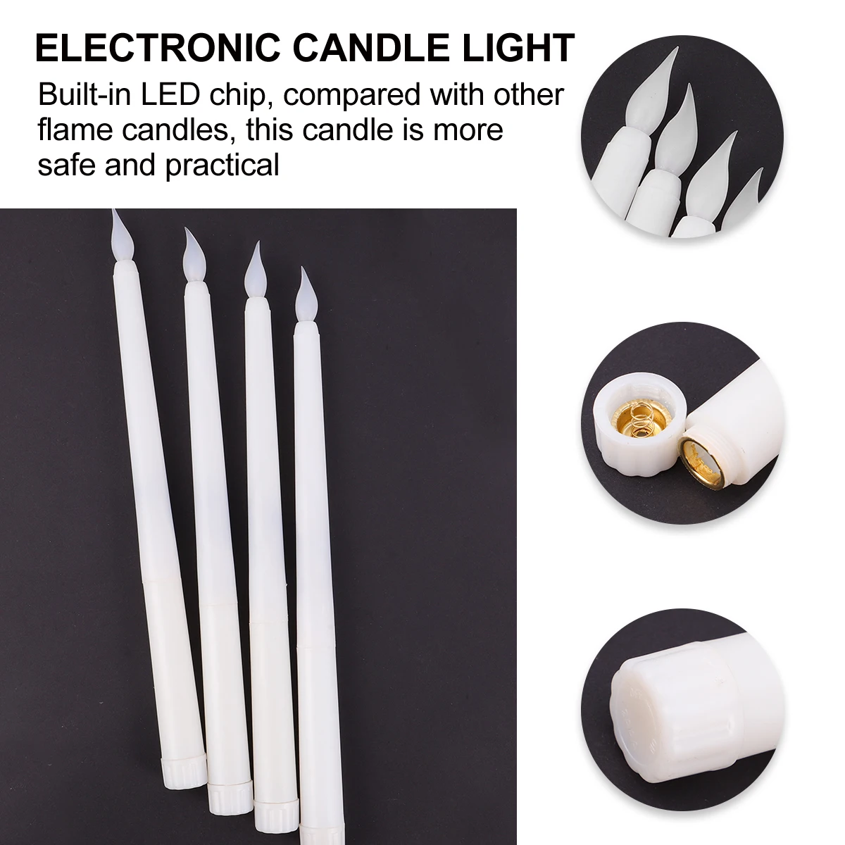 

4pcs Flameless Led Candles Operated Remote Control Long Stick Lights Decor For Wedding Christmas Outdoor Events