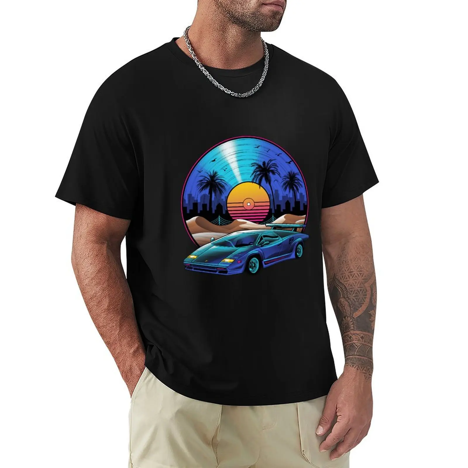 hotline miami car T-Shirt Casual Loose Short Sleeve Tee for Men