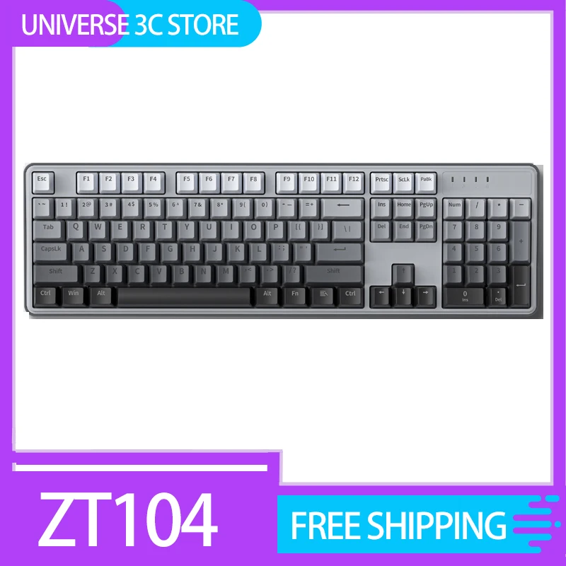 ZT104 Mechanical keyboard  Hot Swappable gasket customized esports gaming 104 key PBT keycapOffice Mute Accessories for gift