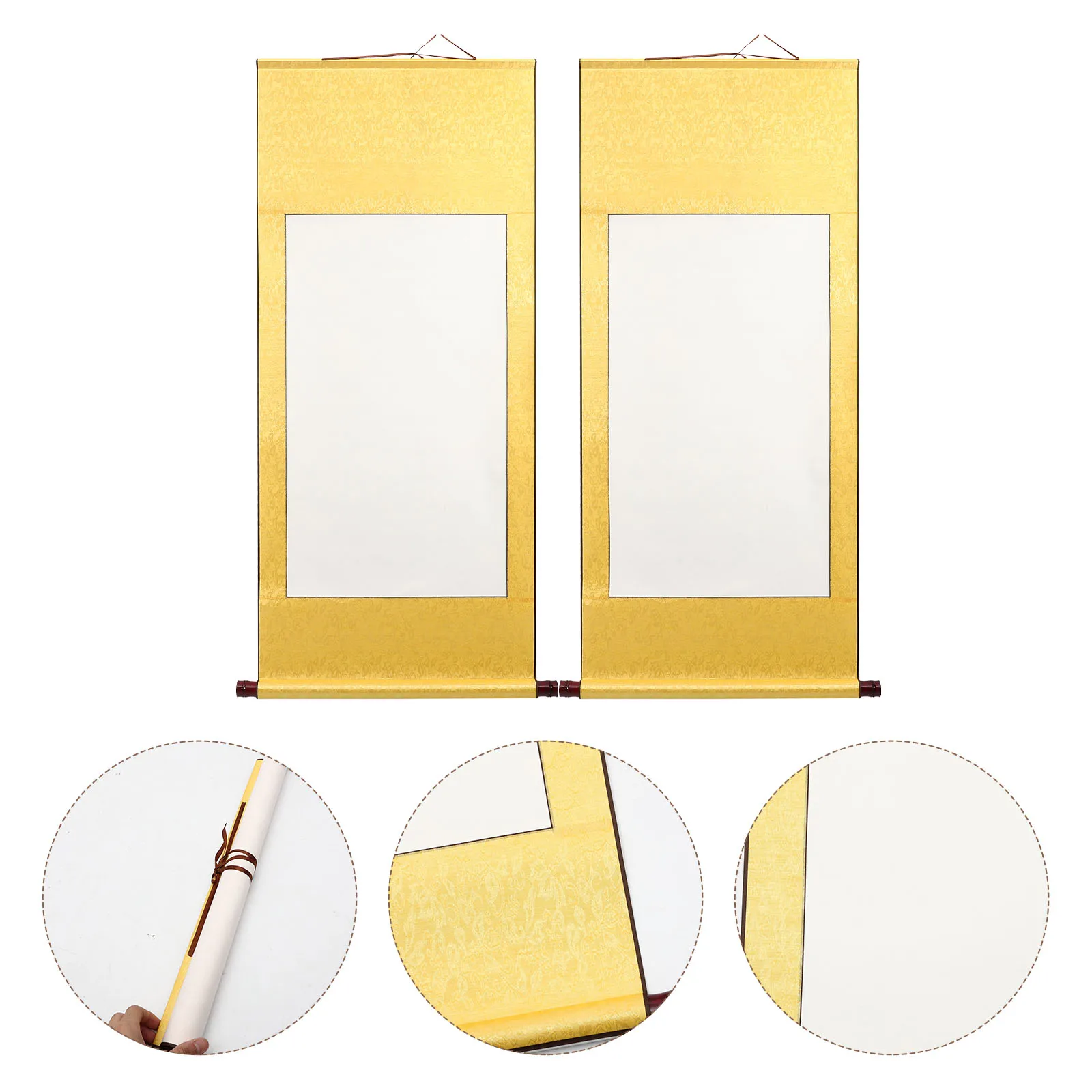 

Premium Wooden Calligraphy Art Scroll Chinese Painting Scroll Paper For Home Office Decoration 2Pcs