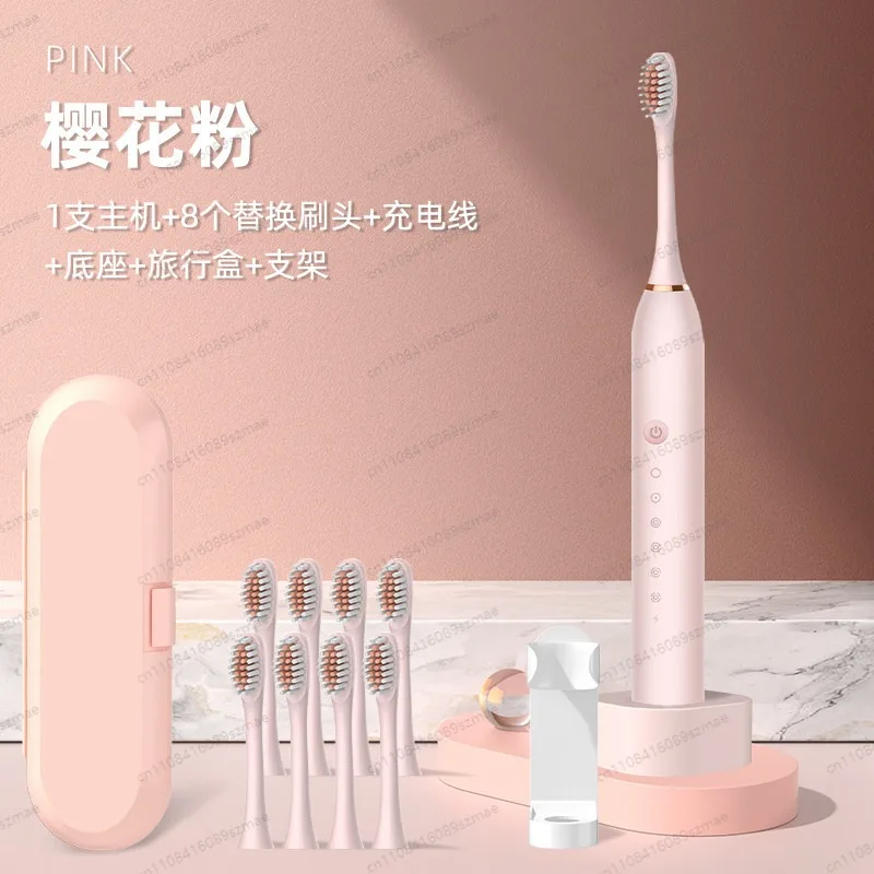 Premium Base Sonic Toothbrush with 8 Heads, Wall Holder & Travel Case Waterproof For Daily Use