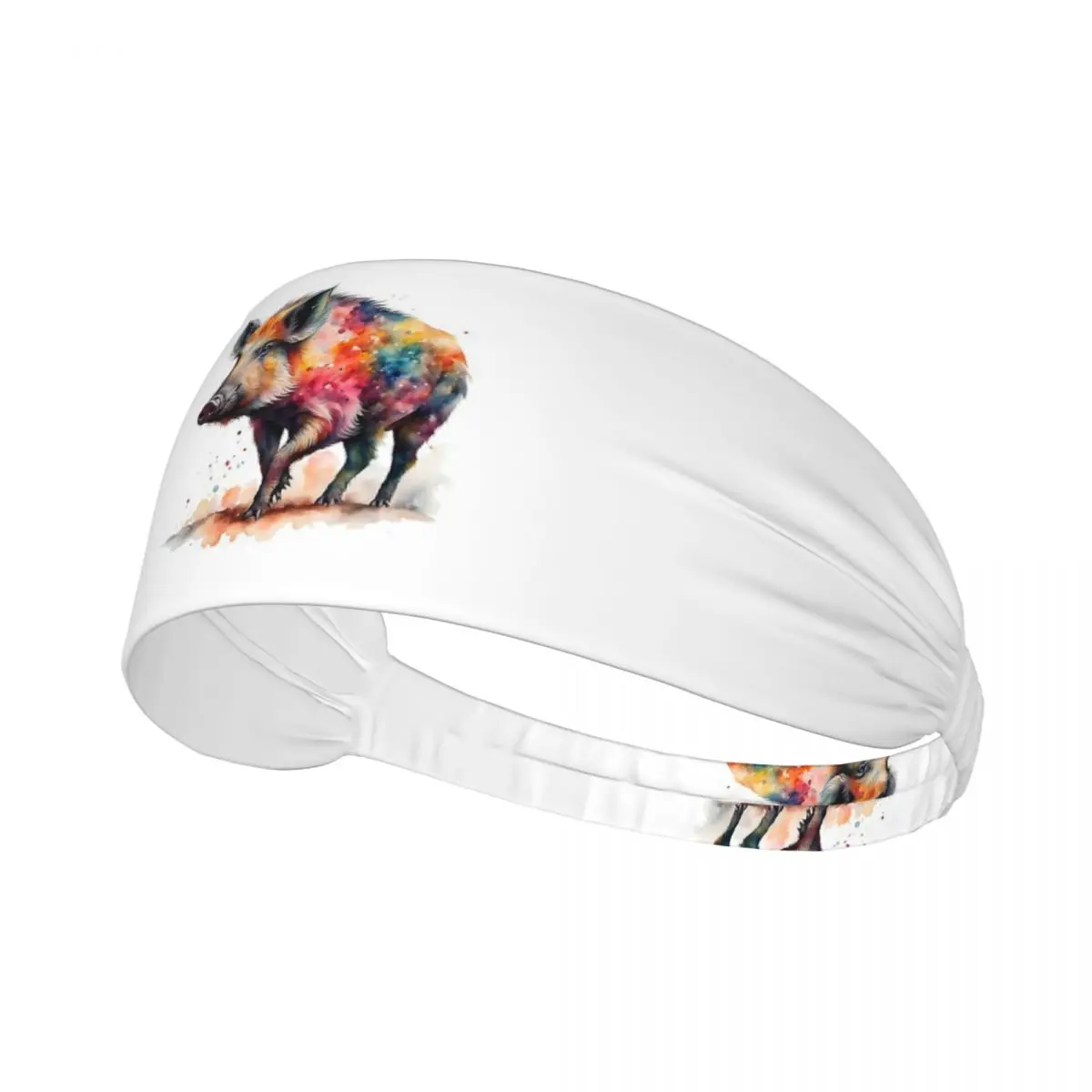 

Colorful Watercolor Wild Boar Pig Men Women Headband Quick Drying Sports Sweatband for Gym Yoga Running