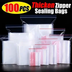 100/300Pcs Thickened Resealable Bags Clear Mini Plastic Storage Zipper Lock Bag Jewelry Food Nut Fresh Packaging Pouch Organizer